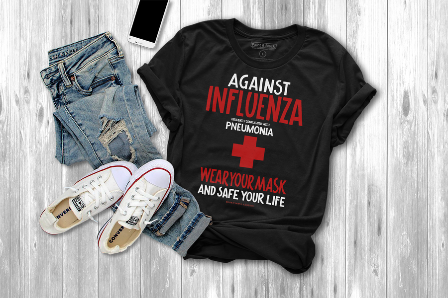 Against Influenza Men's T-Shirt - Unisex - Paint It Black Tees