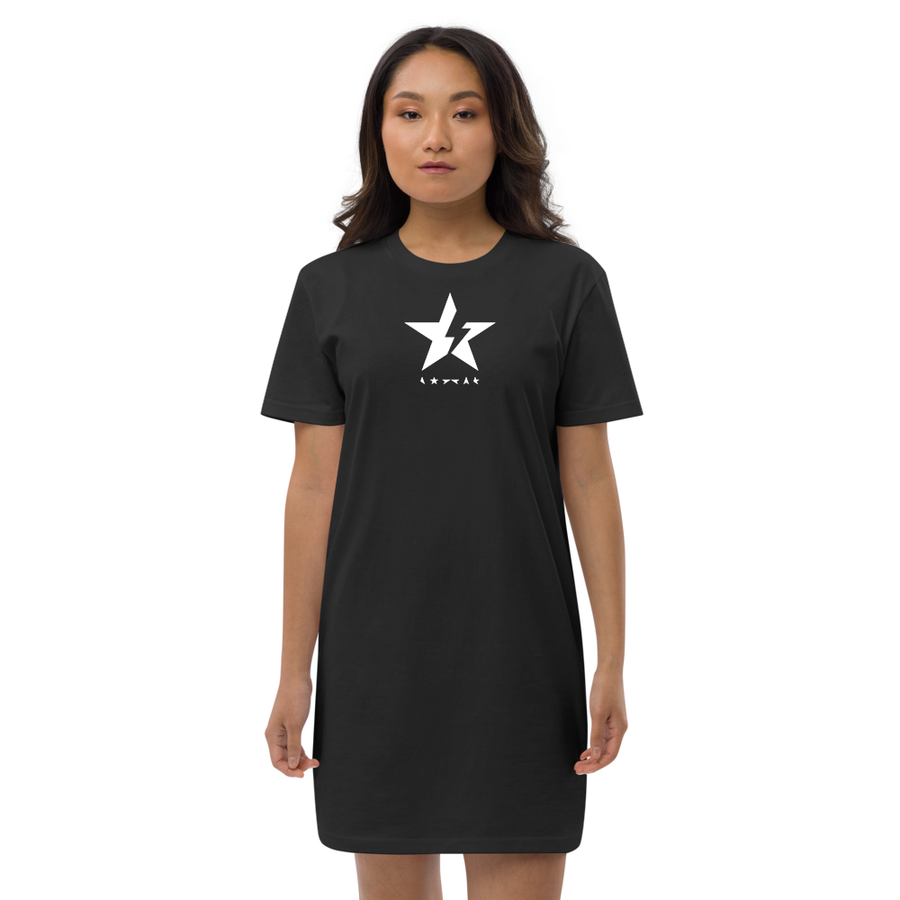 Black Star womens organic cotton  t-shirt dress | Paint it Black