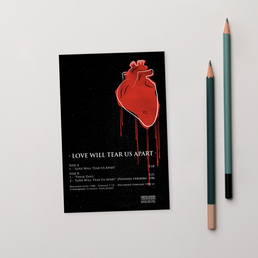 Love will tear us apart Postcard | Paint It Black Postcards Shop