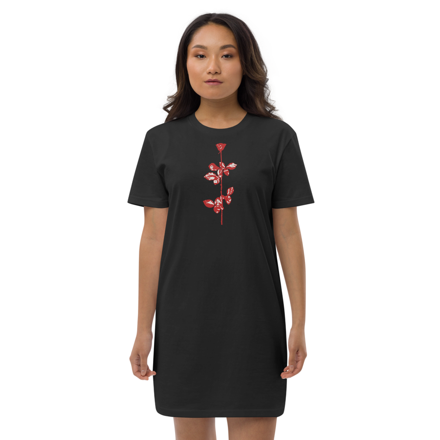 Violator rose womens organic cotton  t-shirt dress | Paint it Black